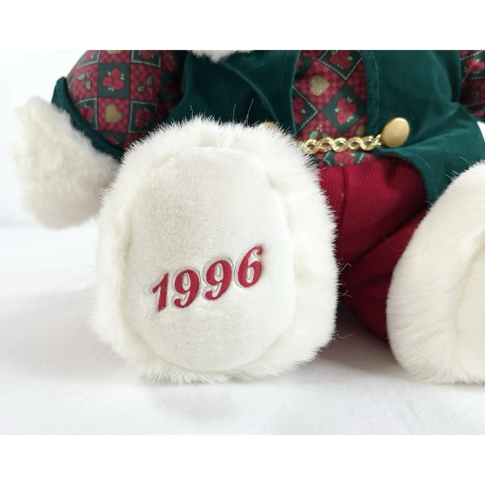 Vtg‎ 1996 MTY International Papa Teddy Bear Plush Christmas Green Vest Hat 20